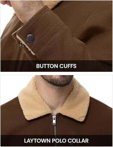 TBMPOY Men's Winter Cotton Jacket Sharpe Fleece Lined Full Zip Warm Cargo Zipper Pockets Lightweight Work Trucker Thermal in Kuwait