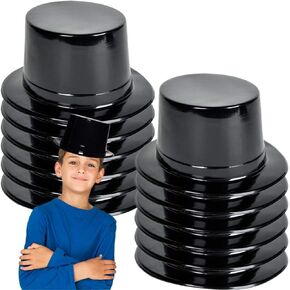 ArtCreativity Black Plastic Top Hats for Kids and Adults, Set of 12, Fun Halloween Costume Accessories, Magic Birthday Party Favors, Snowman Hats, Unique Arts and Crafts Supplies for Children in Saudi Arabia