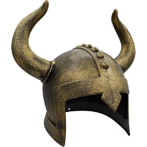 Nicky Bigs Novelties Kids Medieval Barbarian Warrior Helmet with Horns - Child Viking Hat Horned Halloween Costume Accessory, One Size