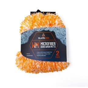 Suds Lab Microfiber Car Wash Mitt, Scratch Free Detailing, Cleaning, Washing Mitt 8"x10" Double-Sided 2 Pack