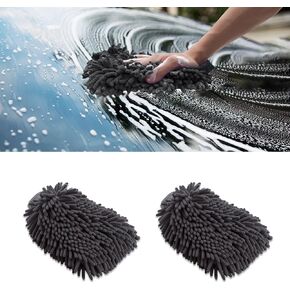 2PCS Premium Chenille Microfiber Car Wash Mitt, Scratch-Free Wash Mitt, 9.84" L x 8.26" W Double-Sided Plush Absorb Water, Universal Car Wash Accessories for Vehicle Detail Cleaning