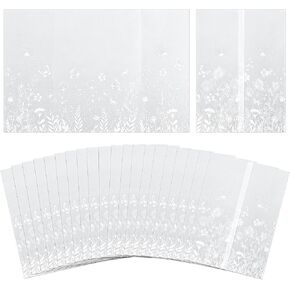 50pcs Pre-Folded Vellum Jacket for 5x7in Invitations, Floral Vellum Paper Translucent Invitation Sleeve Wraps for Wedding Baby Shower Birthday Greeting Cards