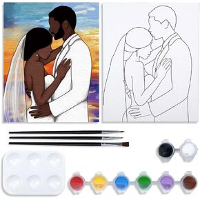 VOCHIC Couples Paint Party Kits Pre Drawn Canvas for Adults for Paint and Sip Date Night Games for Couples Painting kit 8x10 Girl Boy