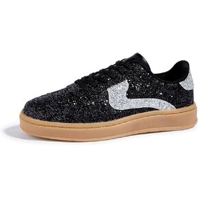 LUCKY STEP Women's Glitter Sneakers Fashion Retro Casual Sparkly Bling Shiny Dressy Bedazzled Bridal Wedding Anti Slip Walking Shoes in Kuwait