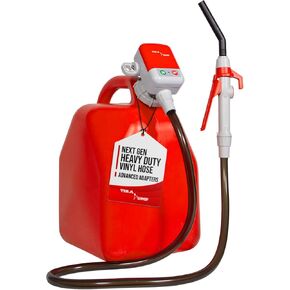 TERA PUMP - Flow Control Fuel Transfer Pump 2nd Gen. - Powerful Transfer at 2.5 GPM [Newly Upgraded] with Universal Built-In Adapter, Durable Vinyl Hose for Gasoline, Diesel, E85, E15 & More