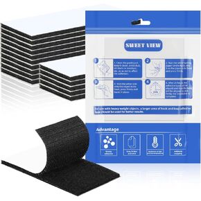 20 Set Hook and Loop Strips with Adhesive, 1"x4" Heavy Duty Adhesive - Industrial Double Sided Hook and Loop Tape