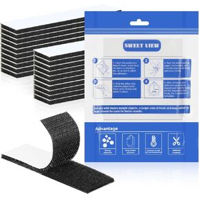 20 Set Hook and Loop Strips with Adhesive, 1"x4" Heavy Duty Adhesive - Industrial Double Sided Hook and Loop Tape