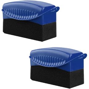 2 PCS Tire Dressing Applicator, Wheel Dressing Tire Shine Applicator Pad with Lid, Reusable Wheel Detailing Foam Tire Waxing Wipe Polishing Sponge, Universal Car Accessories (Black)