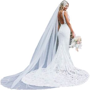 Women's Wedding Veil and Headpieces with Comb 1 Tier Cathedral Veils Bridal Hair Dress (Ivory)