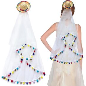 Sombrero Final Fiesta Wedding Veil Bachelorette Party Veil for Bride, Mexican Theme Bridal Shower Favor