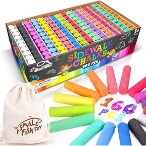 160PCS Sidewalk Chalks Set in 16 Colors: Jumbo Washable Drawing Chalk for Kids Outdoor Art, Non-Toxic Dustless Colored Giant Box Chalkboard Chalk for Toddler Painting on Blackboard, Playground, Party