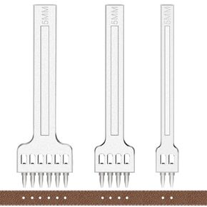 JONMON Prong Punch Tool Set - 5mm Leather Row Round Hole Tooth Punch Tool, 2/4/6 Prong Tooth Circular Cut Lacing Stitching Chisel DIY Leathercraft Punching Accessories Kits for Leather Craft Supplies