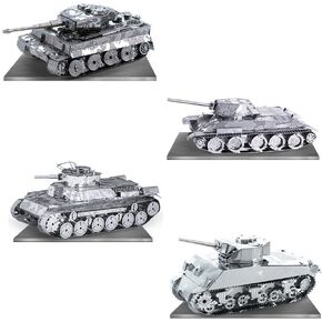 Metal Earth 3D Model Kits - Tanks Set of 4 - Tiger 1, T-34, Chi-Ha and Sherman