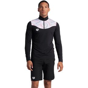 ARENA Men's Standard Fireflow Half Zipped Long Sleeve Shirt Official Team Merchandise, Black/White