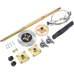 815mm /32'' Rear Axle Assembly Kit with Shaft & Hub & Chain & Brake Master Cylinder compatible with Buggy Go Kart Golf UTV ATV Accessories