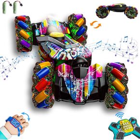 Gesture Sensing RC Stunt Car,Remote Control Car Toys for Ages 5-7-13,with Lights Music Spray,4WD 360° Spins All Terrains Kids Toys RC Cars,3-6 Year Old Boy Birthday Gift & 3-12 Best Gift for Kids