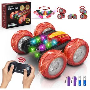 TETON ELECTRONICS RC Car Stunt Car Marvel Avengers Iron Man Inspired 360° Rolling Remote Control Monster Truck Toys All Terrain 4WD RC with Lights, Rechargeable Big Wheels