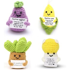 25PCS Mini Funny Positive Crochet Animals Bulk Emotional Support Plushies Handmade Emotional Support Crochet Animals Inspirational Gifts for Women Men Employee Appreciation Gifts Bulk