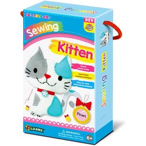 C.S. Kids Magic World DIY Personalised Sewing Kit - Kitten |Frist Sewing Arts & Crafts Gifts | Educational Sewing Kit for Kids | Sew Your Own (Safety Needle & Instruction Included)