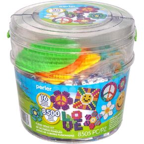 Perler Daisy Love Big Bucket Fused Bead Activity Kit with 16 Unique, Finished Pattern Sizes Vary, Multicolor 8505 Pieces