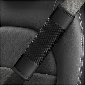 2PCS Car Seat Belt Cover, Comfortable Microfiber Leather Auto Safety Belt Shoulder Harness Pad Cushion, Soft Vehicle Seatbelt Shoulder Neck Protector, Universal for RV, SUV, Truck (Black)