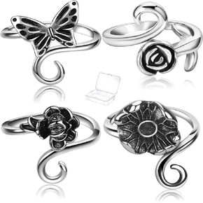 4 Pieces Crochet Ring for Finger Adjustable Yarn Tension Rings for Crocheting Yarn Guide Knitting Rings Crochet Tools
