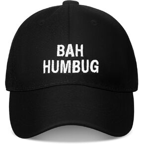Vicenpal Bah Humbug Christmas Cap Black Christmas Santa Baseball Cap Embroidery Adjustable Santa Claus Baseball Cap for Men Women Christmas Supplies