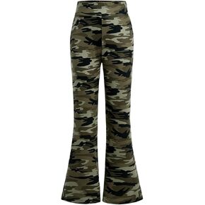 Milumia Girl's Camo Print Flared Leg Long Pants High Waisted Bell Bottoms