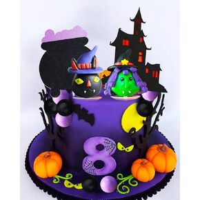 JeVenis Halloween Witch Cake Decoration Ghost Cake Topper Witch Cake Topper Pumpkin Cake Decoration Halloween Party Supplies