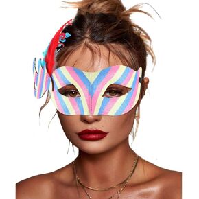 Asooll Women's Costume Masks Rainbow Mardi Gras Masquerade Mask Halloween Party Mask Evening Prom Ball Mask