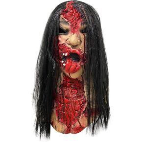 nezababycos Halloween Scary Zombie Mask Horror Walking Monster Dead Head Mask Creepy Bloody Female Ghost Costume Adult Woman