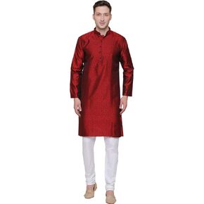 Maple Clothing Men's Kurta Pajama Poly Silk Indian Wedding Party Dress in Kuwait