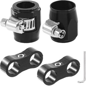 Swpeet 5Pcs 8AN Rubber Hose Connector with Pipe Clamps and Hose Separator Clamp Assortment Kit, Including Wrench and Hose Finisher with Screw Band Clamp Fuel line Hose Fitting Adapter for 1/2 Hose