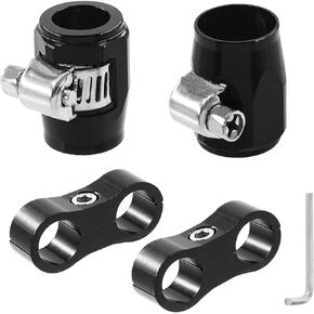 Swpeet 5Pcs 8AN Rubber Hose Connector with Pipe Clamps and Hose Separator Clamp Assortment Kit, Including Wrench and Hose Finisher with Screw Band Clamp Fuel line Hose Fitting Adapter for 1/2 Hose