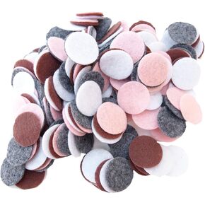 Playfully Ever After Charcoal Gray, Cocoa Brown, Light Pink & White Craft Felt Circles (3/4 Inch - 300pc)