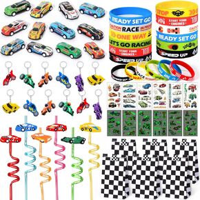 Winrayk 84Pcs Monster Truck Party Favors Birthday Supplies Kid Invisible Ink Pen Notebook Drinking Straw Gift Bag DIY Sticker Keychain Slap Bracelet Teen Girl Boy Monster Truck Birthday Party Supplies