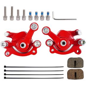 Rear Disc Brake Caliper with Brake Pads Fit for MBX10 MBX11 Mini Dirt Bike 47cc 49cc Pocket Bike Stand Up Goped Scooter Rear Brakes Caliper for MM-B80 80CC 2.5HP Moto Mini Bike(Right,Red)