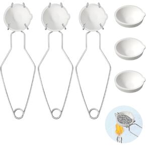 9 Pcs Crucibles for Melting Metal Kit, 6 Ceramic Quartz Crucibles, 3 Pcs Whipclip Handle,Crucible Tongs, Metal Melting Kit,Silversmithing Starter Kit,Melting Metals Like Gold and Silver