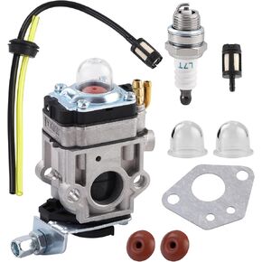 Carburetor Kit Fits for Harbor Freight 52CC 2HP Predator Earth Auger 63022, and Various Tools, with Gasket, Primer bulbs, Spark plug and Fuel Line Kit