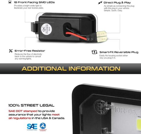 زوج بديل لمجموعة مصابيح لوحة الترخيص LED الكاملة من VIPMOTOZ لسيارة Ford Edge Ranger C-Max Transit Connect 150 250 350HD - 6000K Diamond White، مجموعة مكونة من قطعتين in Kuwait