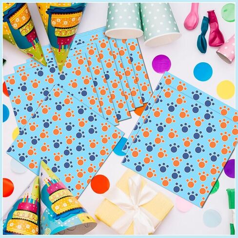 Janlaugh Cartoon Blue Dog Disposable Napkins 40 Pcs Dog Birthday Decorations Blue Dog Paw Print Napkins for Blue Dog Theme Birthday Party Supplies Baby Shower Decorations in Saudi Arabia