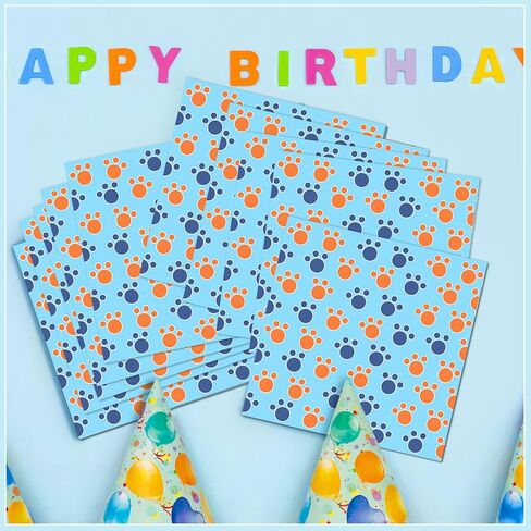 Janlaugh Cartoon Blue Dog Disposable Napkins 40 Pcs Dog Birthday Decorations Blue Dog Paw Print Napkins for Blue Dog Theme Birthday Party Supplies Baby Shower Decorations in Saudi Arabia