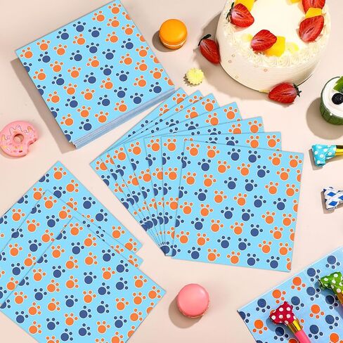 Janlaugh Cartoon Blue Dog Disposable Napkins 40 Pcs Dog Birthday Decorations Blue Dog Paw Print Napkins for Blue Dog Theme Birthday Party Supplies Baby Shower Decorations in Saudi Arabia