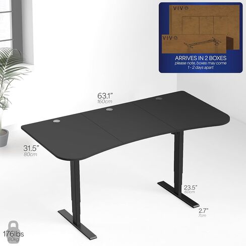 VIVO Electric Height Adjustable 63 x 32 inch Memory Stand Up Desk, Rustic Vintage Brown Table Top, Black Frame, Touch Screen Preset Controller, 2E Series, DESK-KIT-2EBN in Saudi Arabia