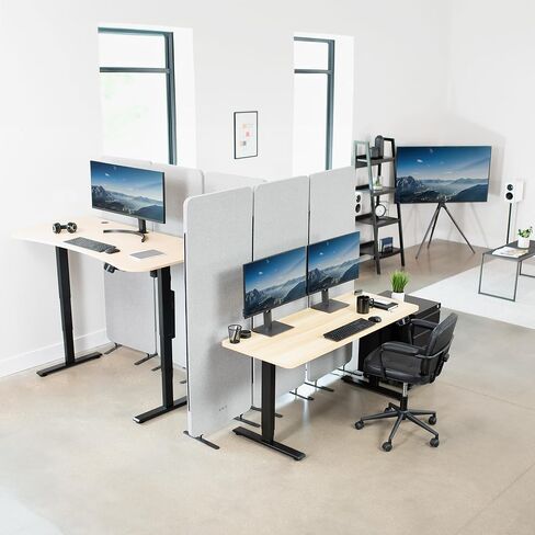 VIVO Electric Height Adjustable 63 x 32 inch Memory Stand Up Desk, Rustic Vintage Brown Table Top, Black Frame, Touch Screen Preset Controller, 2E Series, DESK-KIT-2EBN in Saudi Arabia
