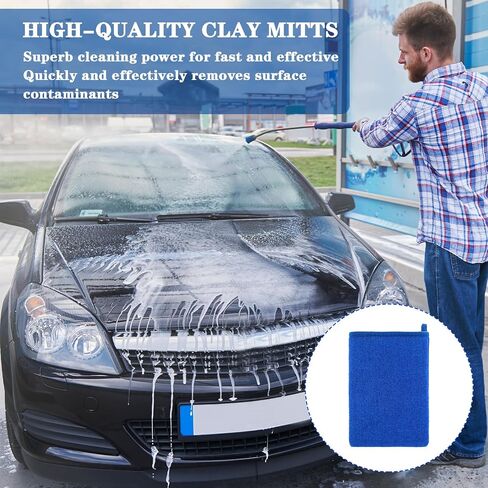 2 Pcs Clay Mitt for Car Detailing Microfiber Wash Mitts for Car Washing Clay Towel Clay Mitt Auto Detailing Clay Bar Kit Clay Towel Auto Detailing Claybar with Brush for Glass Windshield Polishing in Saudi Arabia
