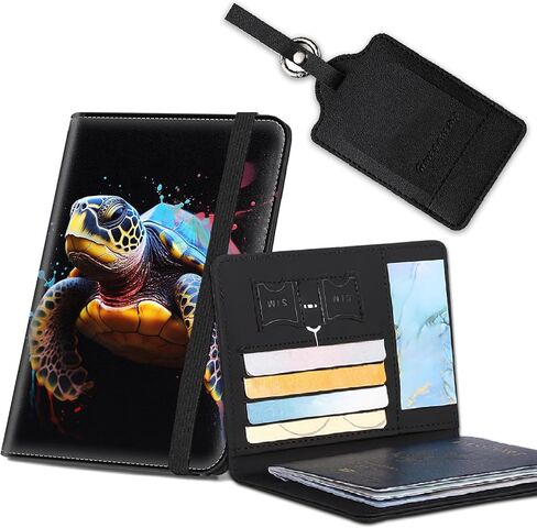 Passport Cover for Women & Men with RFID Blocking, Waterproof Passport Wallet and Luggage Tag Set，PU Leather Travel Documents Organizer, Passport Holder with Card Slot，Dragonfly Moon in Kuwait