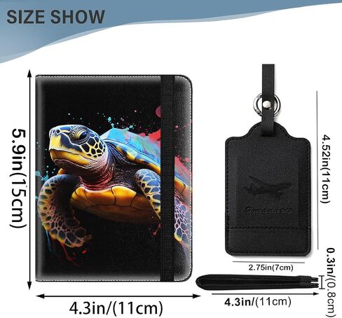 Passport Cover for Women & Men with RFID Blocking, Waterproof Passport Wallet and Luggage Tag Set，PU Leather Travel Documents Organizer, Passport Holder with Card Slot，Dragonfly Moon in Kuwait