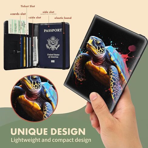 Passport Cover for Women & Men with RFID Blocking, Waterproof Passport Wallet and Luggage Tag Set，PU Leather Travel Documents Organizer, Passport Holder with Card Slot，Dragonfly Moon in Kuwait