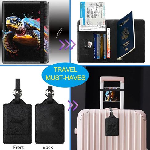 Passport Cover for Women & Men with RFID Blocking, Waterproof Passport Wallet and Luggage Tag Set，PU Leather Travel Documents Organizer, Passport Holder with Card Slot，Dragonfly Moon in Kuwait